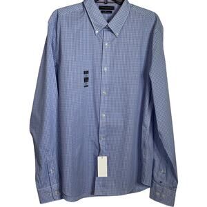 Tommy Hilfiger Men's Flex Slim Fit Stretch Twill Dress Shirt Blue 17 36-37 $85